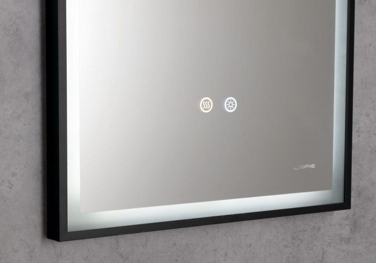 SORT lustro z oświetleniem LED 47x70cm, czujnik, folia przeciwmgielna, 3000-6500°K, czarny mat