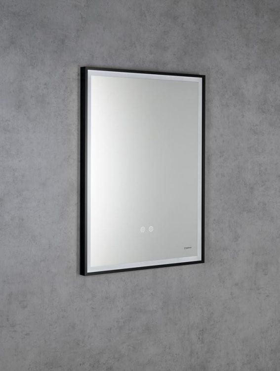 SORT lustro z oświetleniem LED 60x80cm, czujnik, folia przeciwmgielna, 3000-6500°K, czarny mat
