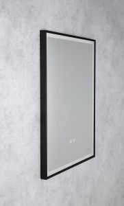 SORT lustro z oświetleniem LED 60x80cm, czujnik, folia przeciwmgielna, 3000-6500°K, czarny mat