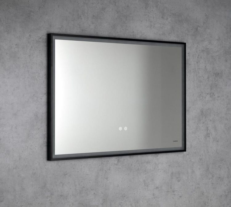 SORT lustro z oświetleniem LED 100x70cm, czujnik, folia przeciwmgielna, 3000-6500°K, czarny mat