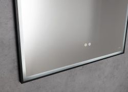 SORT lustro z oświetleniem LED 100x70cm, czujnik, folia przeciwmgielna, 3000-6500°K, czarny mat