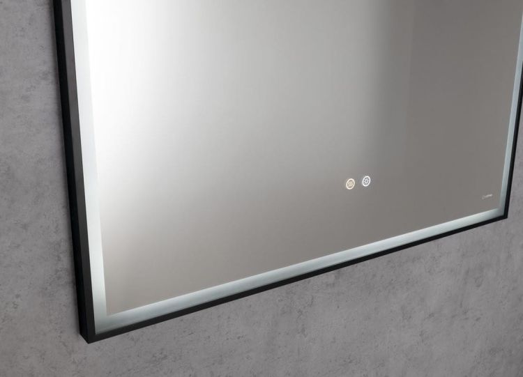 SORT lustro z oświetleniem LED 100x70cm, czujnik, folia przeciwmgielna, 3000-6500°K, czarny mat