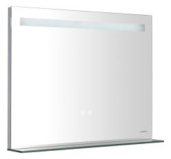 BRETO lustro z oświetleniem LED i półką, 80x60cm, czujnik, folia przeciwmgielna, 3000-6500°K