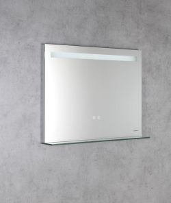 BRETO lustro z oświetleniem LED i półką, 80x60cm, czujnik, folia przeciwmgielna, 3000-6500°K