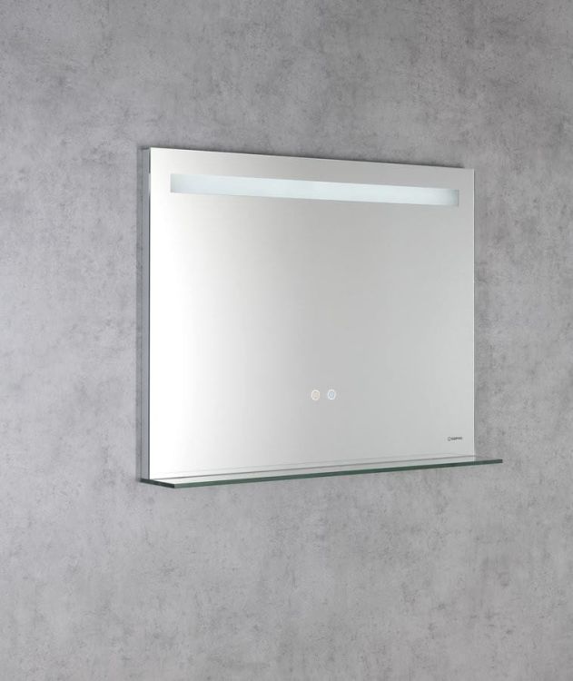BRETO lustro z oświetleniem LED i półką, 80x60cm, czujnik, folia przeciwmgielna, 3000-6500°K