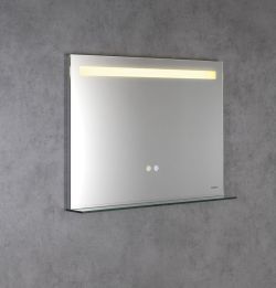 BRETO lustro z oświetleniem LED i półką, 80x60cm, czujnik, folia przeciwmgielna, 3000-6500°K