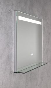 BRETO lustro z oświetleniem LED i półką, 80x60cm, czujnik, folia przeciwmgielna, 3000-6500°K