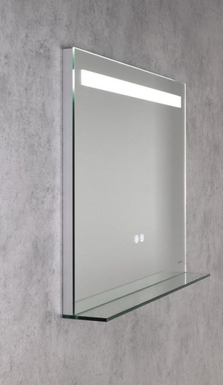 BRETO lustro z oświetleniem LED i półką, 80x60cm, czujnik, folia przeciwmgielna, 3000-6500°K