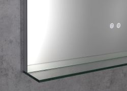 BRETO lustro z oświetleniem LED i półką, 80x60cm, czujnik, folia przeciwmgielna, 3000-6500°K