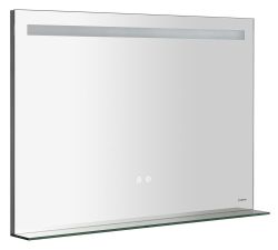 BRETO lustro z oświetleniem LED i półką, 100x70cm, czujnik, folia przeciwmgielna, 3000-6500°K