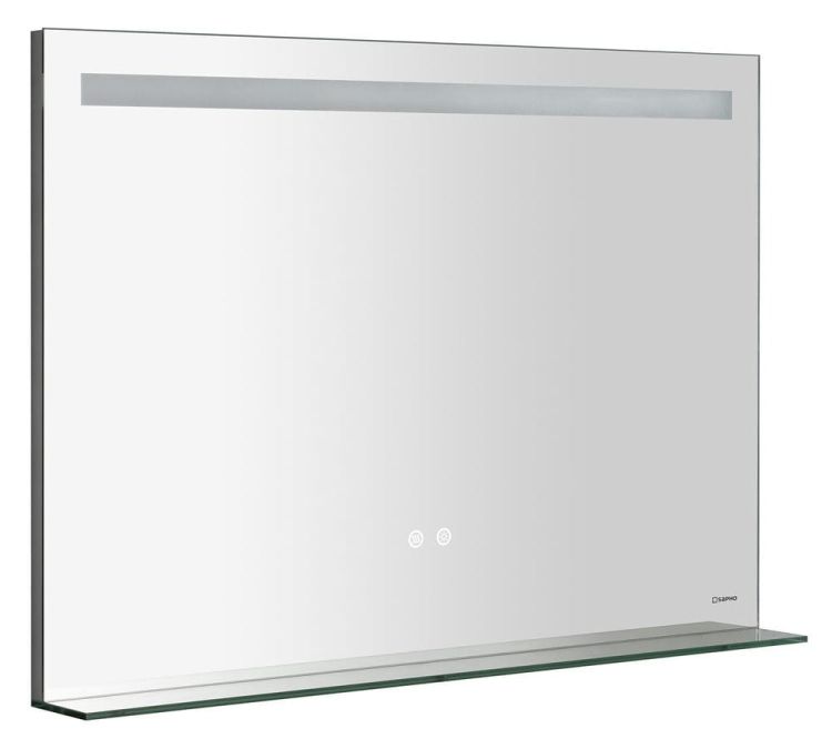 BRETO lustro z oświetleniem LED i półką, 100x70cm, czujnik, folia przeciwmgielna, 3000-6500°K
