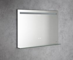 BRETO lustro z oświetleniem LED i półką, 100x70cm, czujnik, folia przeciwmgielna, 3000-6500°K