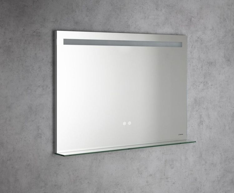BRETO lustro z oświetleniem LED i półką, 100x70cm, czujnik, folia przeciwmgielna, 3000-6500°K
