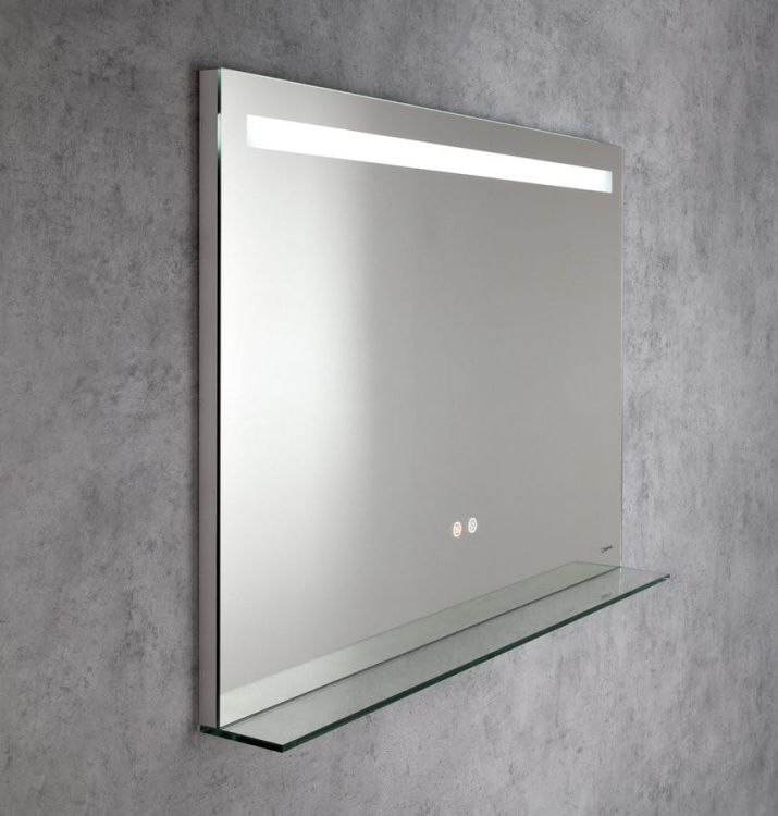BRETO lustro z oświetleniem LED i półką, 100x70cm, czujnik, folia przeciwmgielna, 3000-6500°K
