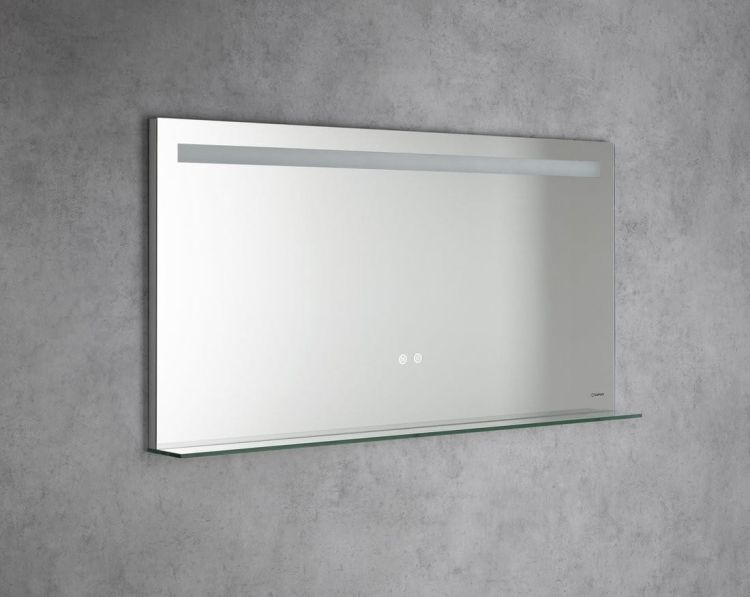 BRETO lustro z oświetleniem LED i półką, 120x60cm, czujnik, folia przeciwmgielna, 3000-6500°K
