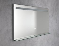 BRETO lustro z oświetleniem LED i półką, 120x60cm, czujnik, folia przeciwmgielna, 3000-6500°K