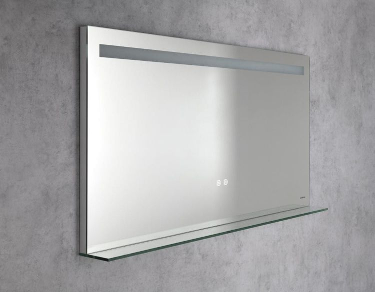 BRETO lustro z oświetleniem LED i półką, 120x60cm, czujnik, folia przeciwmgielna, 3000-6500°K