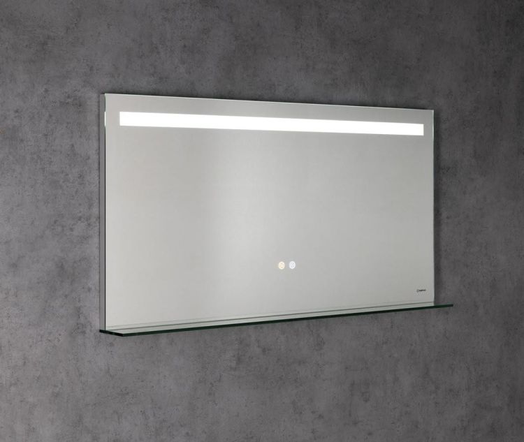 BRETO lustro z oświetleniem LED i półką, 120x60cm, czujnik, folia przeciwmgielna, 3000-6500°K