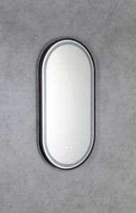Lustro owalne KEIRA z oświetleniem LED 45x90cm, czujnik, folia przeciwmgielna, 3000-6500°K, czarny mat