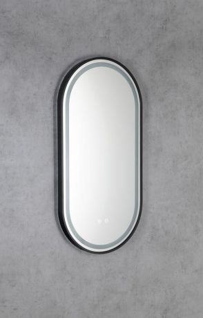 Przejdź do produktu Lustro owalne KEIRA z oświetleniem LED 45x90cm, czujnik, folia anti-fog, 3000-6500°K, czarny mat