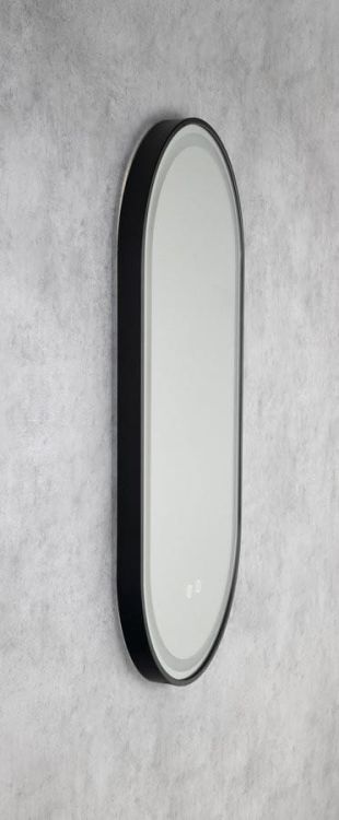 Lustro owalne KEIRA z oświetleniem LED 45x90cm, czujnik, folia przeciwmgielna, 3000-6500°K, czarny mat