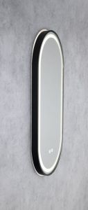 Lustro owalne KEIRA z oświetleniem LED 45x90cm, czujnik, folia przeciwmgielna, 3000-6500°K, czarny mat