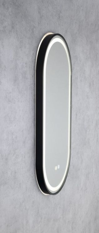 Lustro owalne KEIRA z oświetleniem LED 45x90cm, czujnik, folia przeciwmgielna, 3000-6500°K, czarny mat