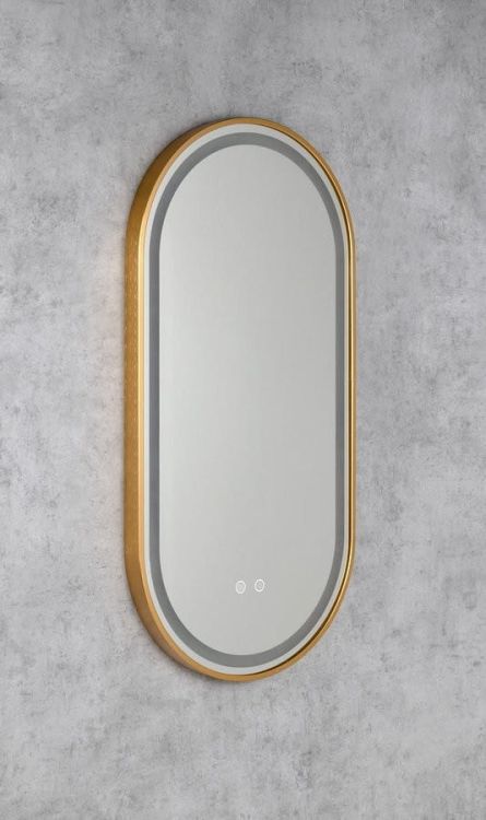 KEIRA lustro owalne z oświetleniem LED 45x90cm, czujnik, folia przeciwmgielna, 3000-6500°K, sunset