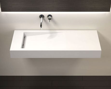 Przejdź do produktu Asymetryczna umywalka na indywidualny wymiar z materiałów Solid Surface z misą Slide 66x30SOL