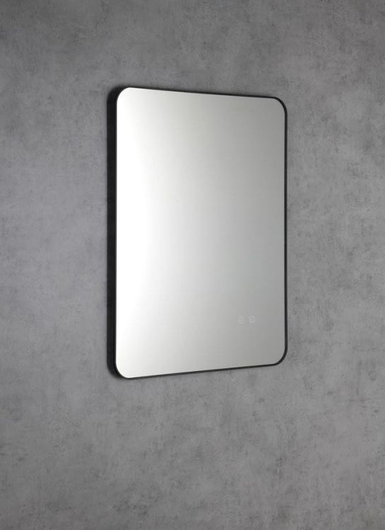 SHARON lustro podświetlane LED, 60x80cm, czujnik, folia przeciwmgielna, 3000-6500°K, czarny mat