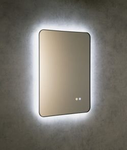 SHARON lustro podświetlane LED, 60x80cm, czujnik, folia przeciwmgielna, 3000-6500°K, czarny mat