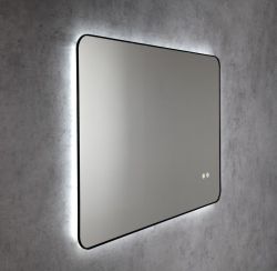 SHARON lustro podświetlane LED, 100x70cm, czujnik, folia przeciwmgielna, 3000-6500°K, czarny mat