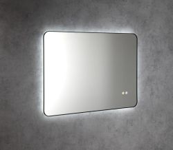 SHARON lustro podświetlane LED, 100x70cm, czujnik, folia przeciwmgielna, 3000-6500°K, czarny mat