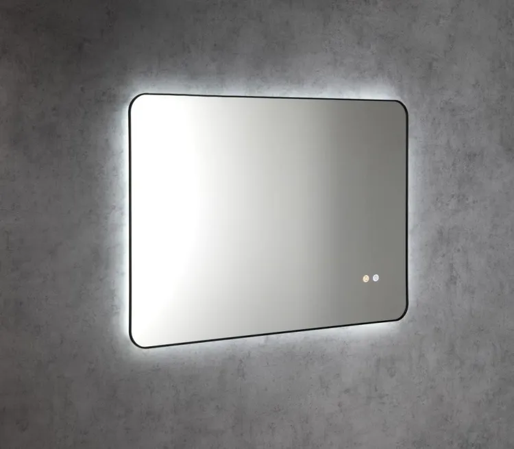 SHARON lustro podświetlane LED, 100x70cm, czujnik, folia przeciwmgielna, 3000-6500°K, czarny mat