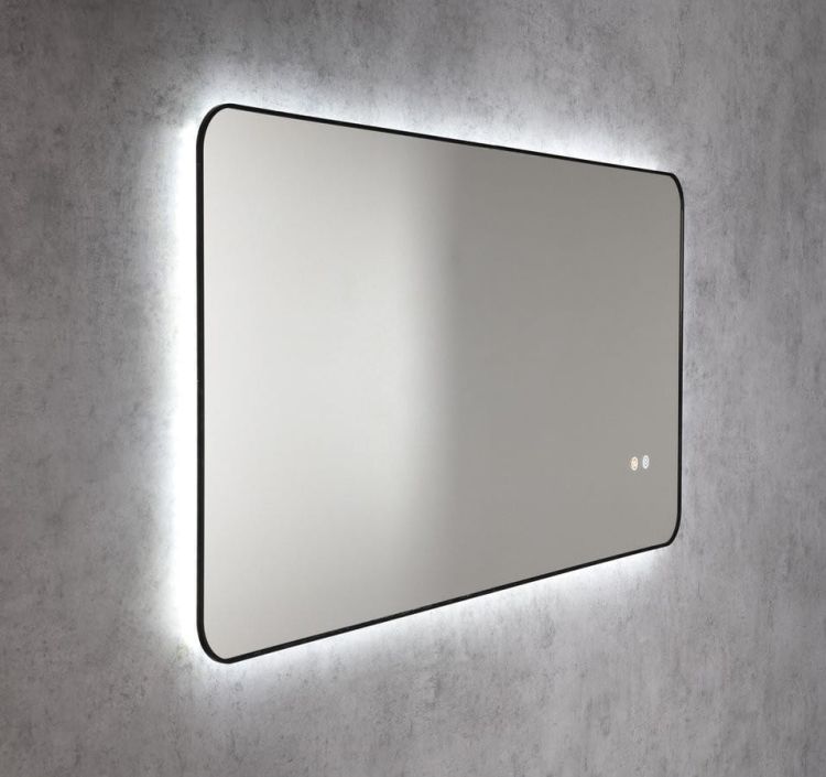 SHARON lustro podświetlane LED, 120x60cm, czujnik, folia przeciwmgielna, 3000-6500°K, czarny mat