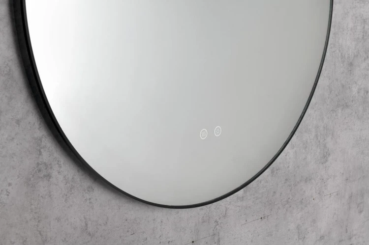 SHARON lustro okrągłe podświetlane LED, ø 80cm, czujnik, folia przeciwmgielna, 3000-6500°K, czarny mat
