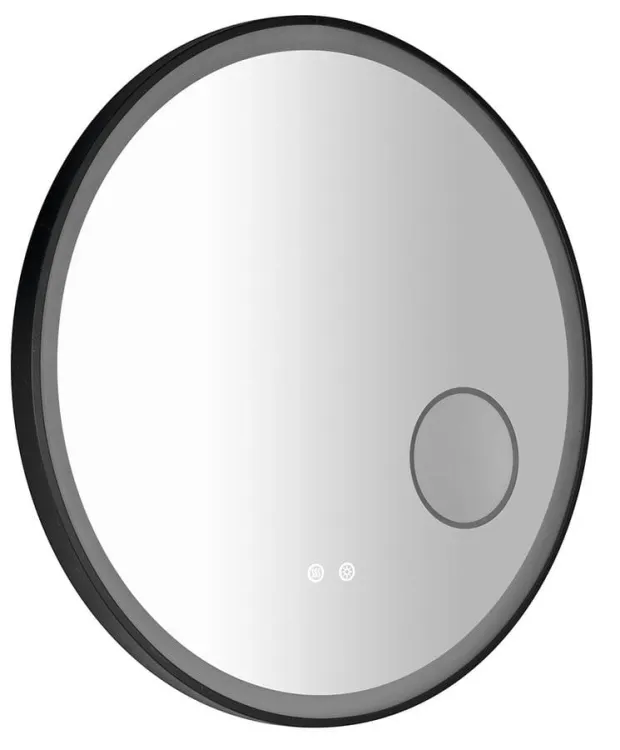 TARAN lustro okrągłe z oświetleniem LED, ø 70cm, lustro kosmiczne, czujnik, folia przeciwmgielna, 3000-6500°K, czarny mat