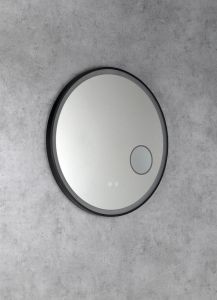 TARAN lustro okrągłe z oświetleniem LED, ø 70cm, lustro kosmiczne, czujnik, folia przeciwmgielna, 3000-6500°K, czarny mat