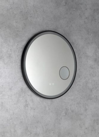 Przejdź do produktu TARAN lustro okrągłe z oświetleniem LED, ø 70cm, lustro kosmiczne, czujnik, folia anti-fog, 3000-6500°K, czarny mat