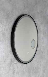 TARAN lustro okrągłe z oświetleniem LED, ø 70cm, lustro kosmiczne, czujnik, folia przeciwmgielna, 3000-6500°K, czarny mat