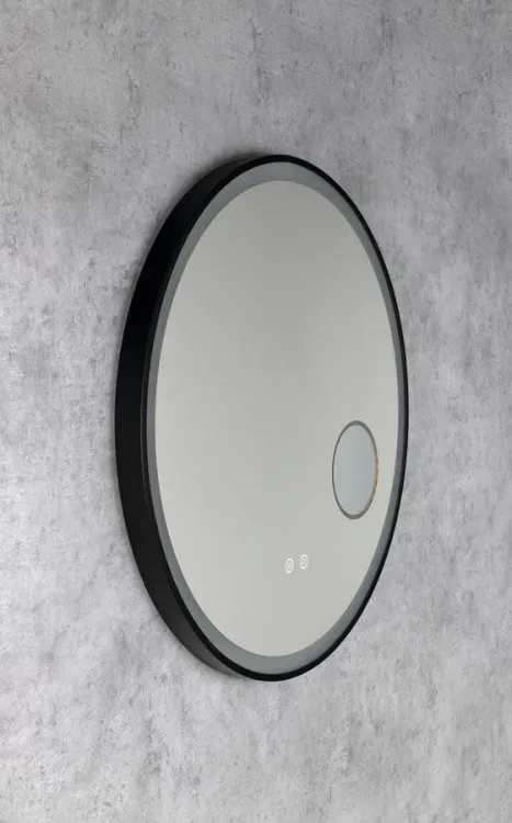 TARAN lustro okrągłe z oświetleniem LED, ø 70cm, lustro kosmiczne, czujnik, folia przeciwmgielna, 3000-6500°K, czarny mat