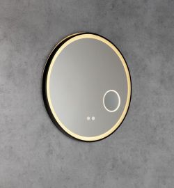 TARAN lustro okrągłe z oświetleniem LED, ø 70cm, lustro kosmiczne, czujnik, folia przeciwmgielna, 3000-6500°K, czarny mat