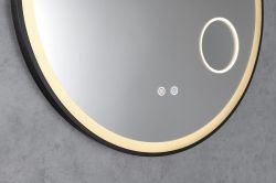 TARAN lustro okrągłe z oświetleniem LED, ø 70cm, lustro kosmiczne, czujnik, folia przeciwmgielna, 3000-6500°K, czarny mat