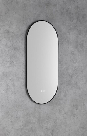 Przejdź do produktu SHARON owalne lustro podświetlane LED 45x90cm, czujnik, folia anti-fog, 3000-6500°K, czarny mat