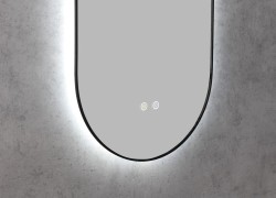 SHARON owalne lustro podświetlane LED 45x90cm, czujnik, folia przeciwmgielna, 3000-6500°K, czarny mat