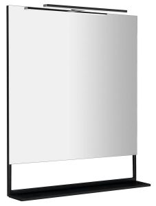 ERUPTA lustro z półką i LED oświetleniem 80x80x12cm, czarny mat