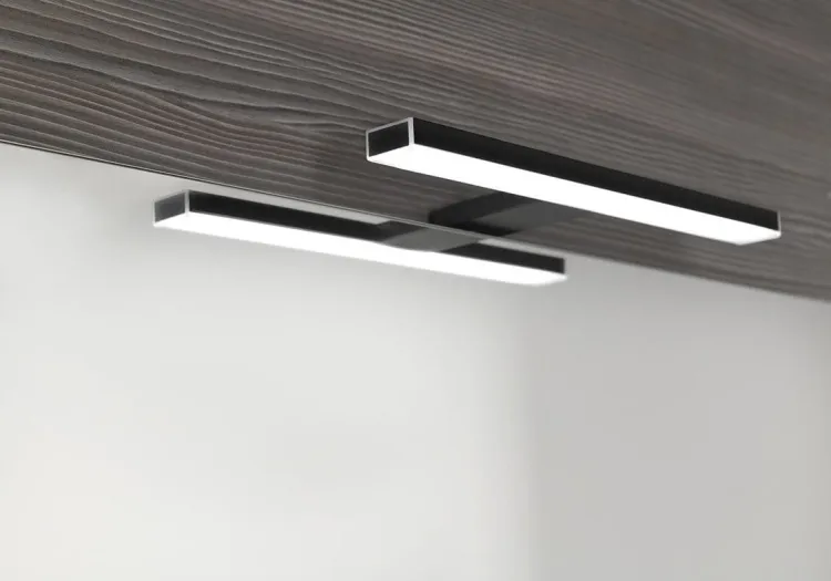 ERUPTA lustro z półką i LED oświetleniem 120x80x12cm, czarny mat