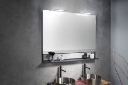 ERUPTA lustro z półką i LED oświetleniem 120x80x12cm, czarny mat
