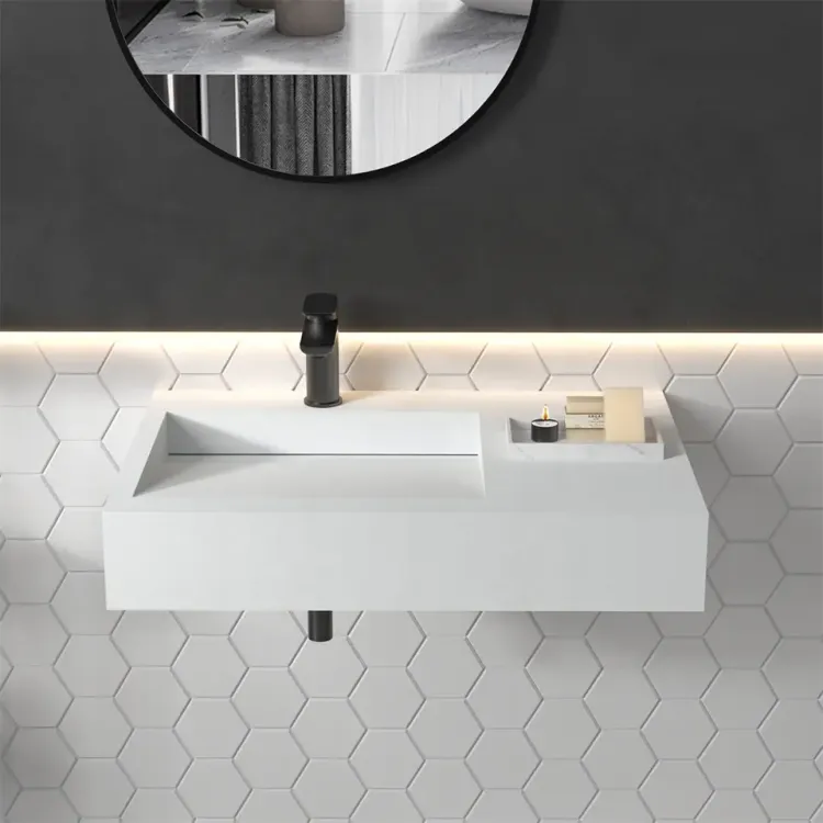 Umywalka na dowolny wymiar z materiałów Solid Surface z komorą Edge SOL i odpływem liniowym