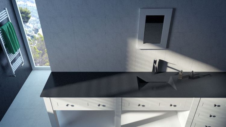 Umywalka na dowolny wymiar z materiałów Solid Surface z komorą Edge SOL i odpływem liniowym